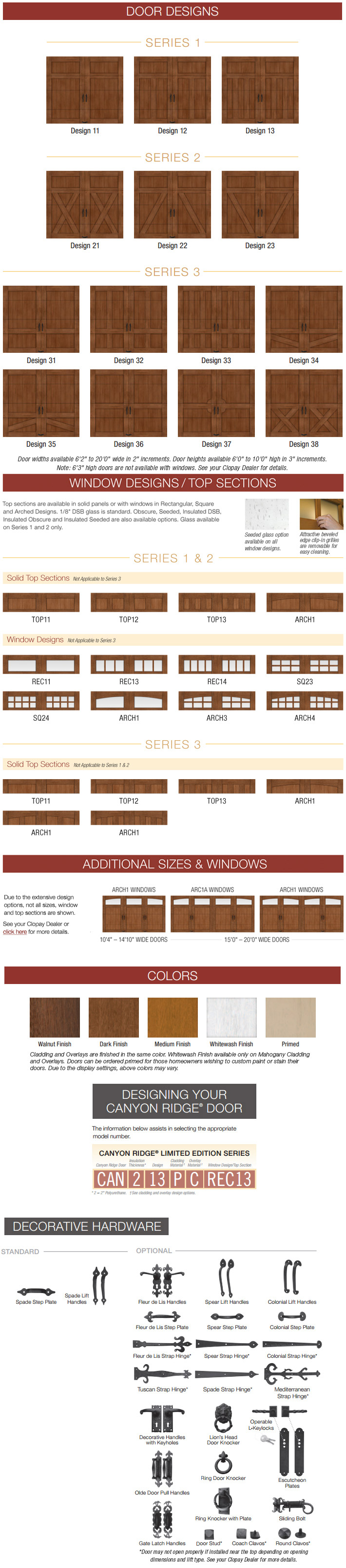Canyon Ridge Limited Edition 
Design Options